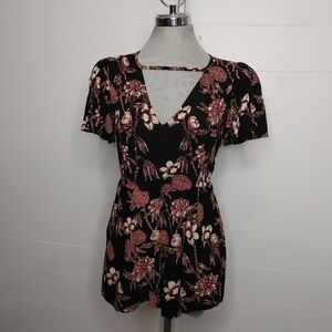 ANGIE Floral Boho Romper M